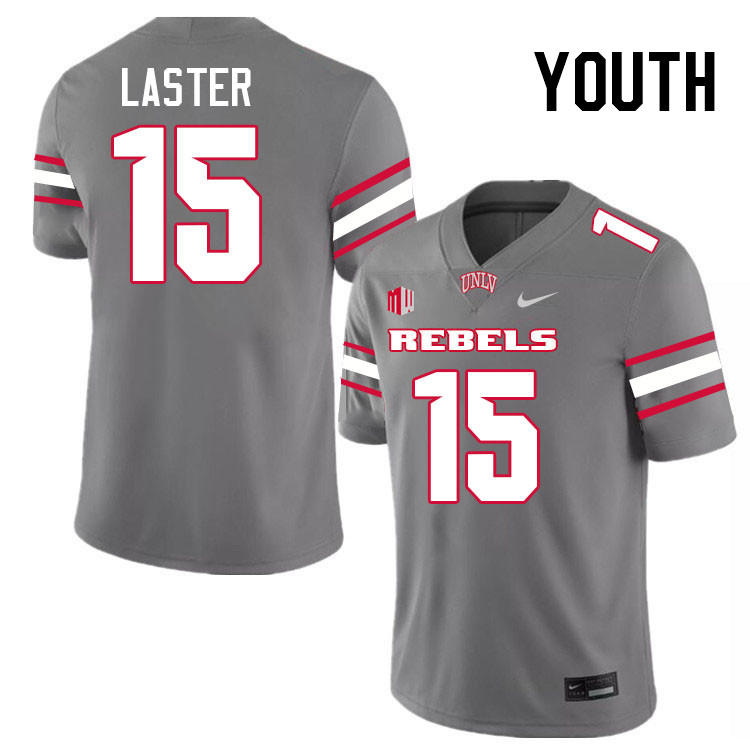 Youth #15 Melvin Laster UNLV Rebels College Football Jerseys Stitched-Grey